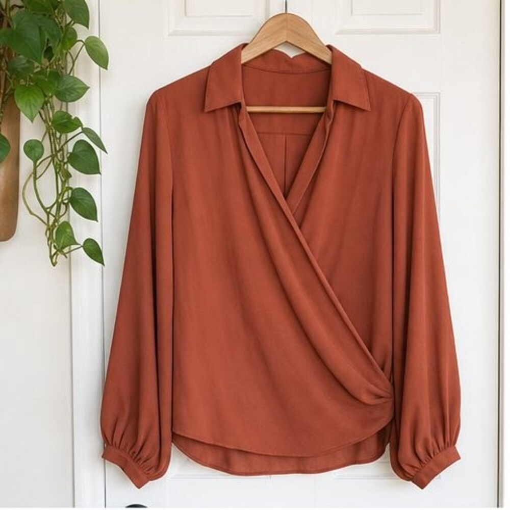 Rust Ruffle Blouse